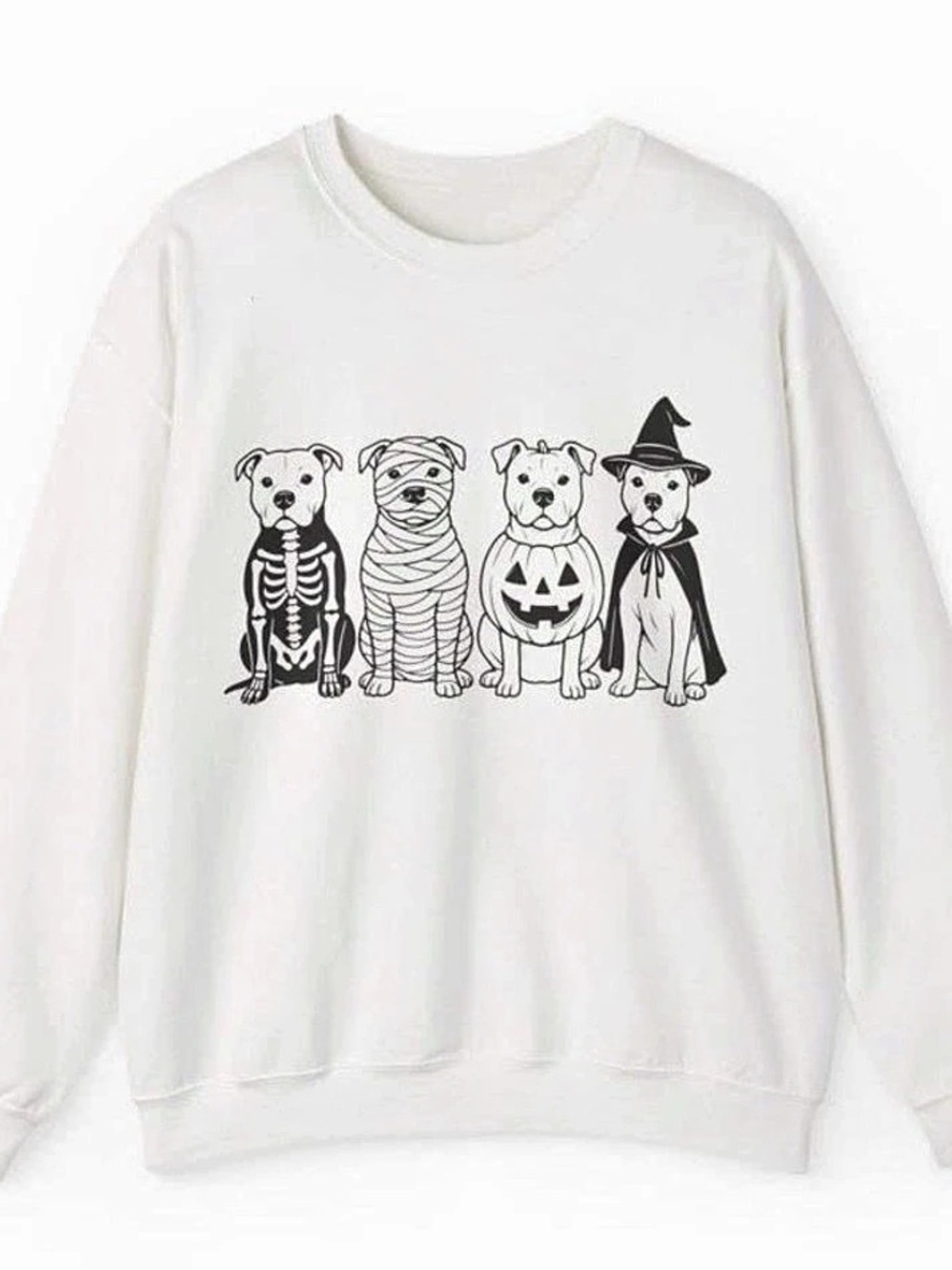 Halloween Dog Graphic Sweatshirt in White Like New
